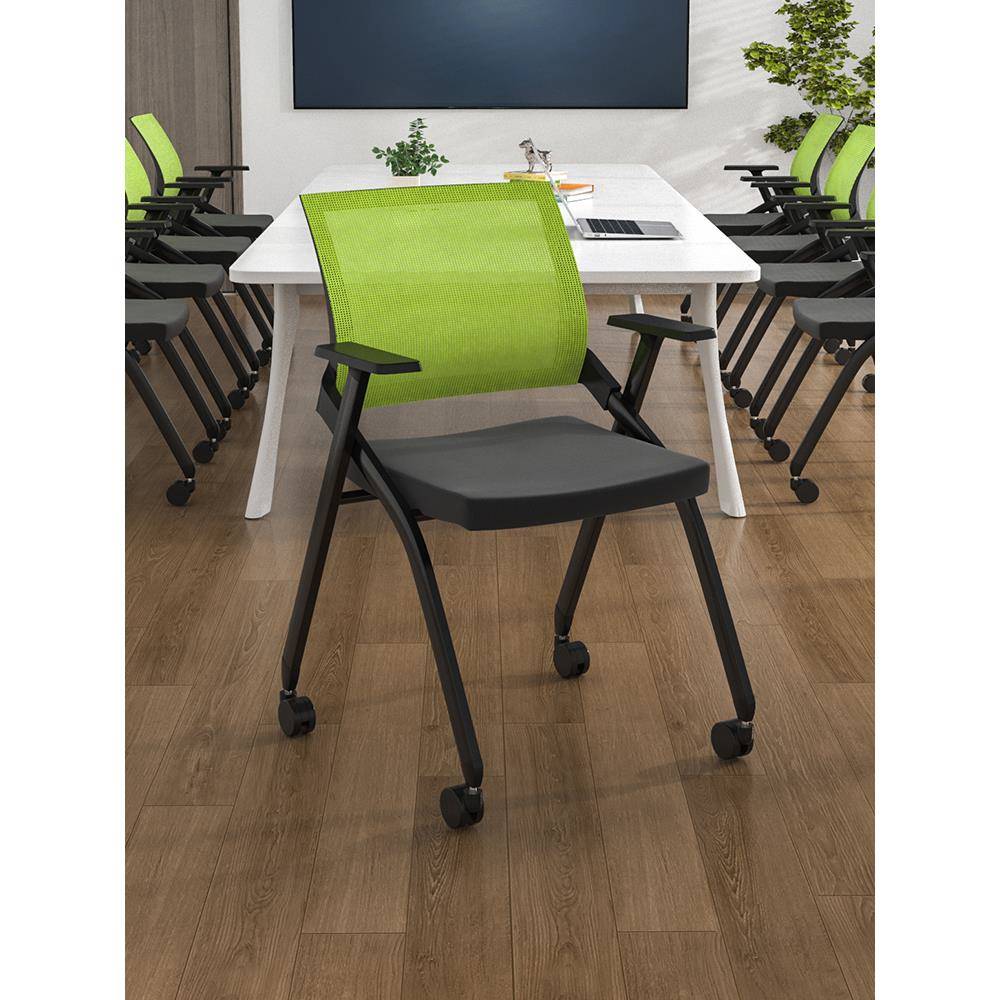 cs可折叠办公电脑椅家用人体工学带滑轮会议培训椅宿舍座椅