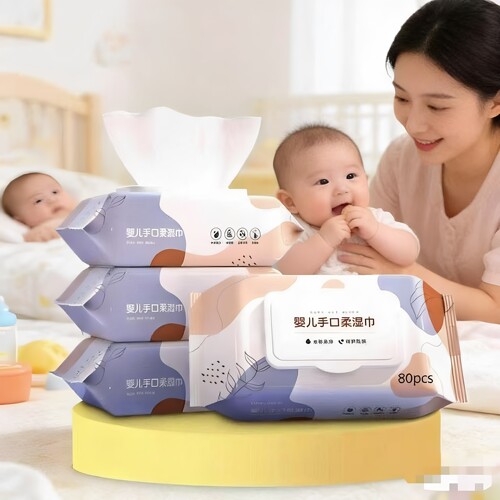 婴儿手口便携亲肤带盖湿巾