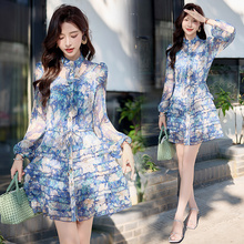 小个子薄款碎花雪纺连衣裙2025夏季新款独特漂亮掐腰巨好看的裙子