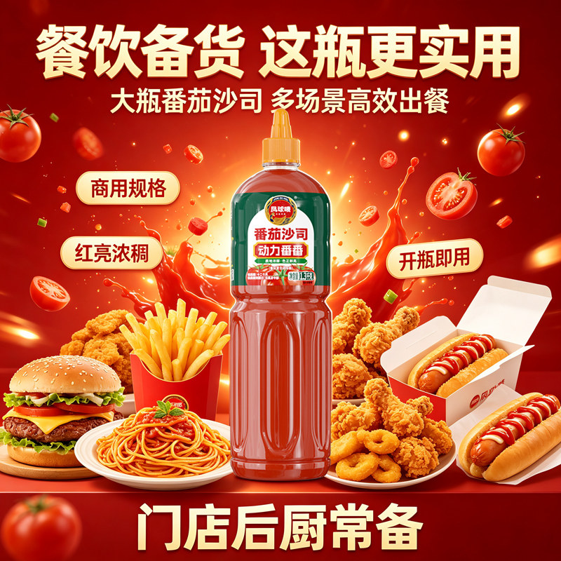 番茄沙司1.3kg商用披萨烤肉薯条炸鸡汉堡手抓饼调味酱