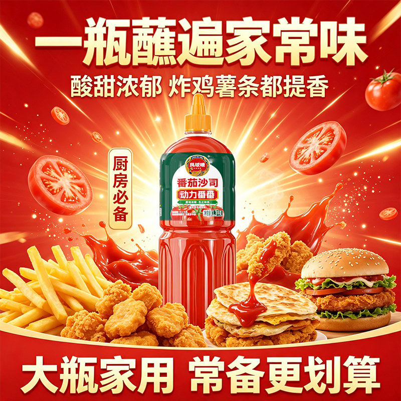番茄沙司1.3kg商用披萨烤肉薯条炸鸡汉堡手抓饼调味酱