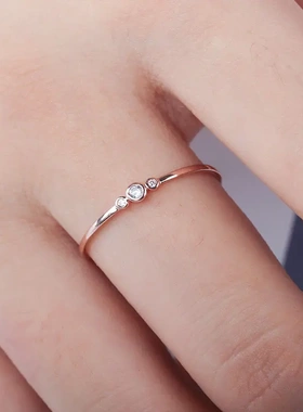 欧美wish热卖气质简约镶嵌三颗钻铜锆石关节戒指 直销饰品