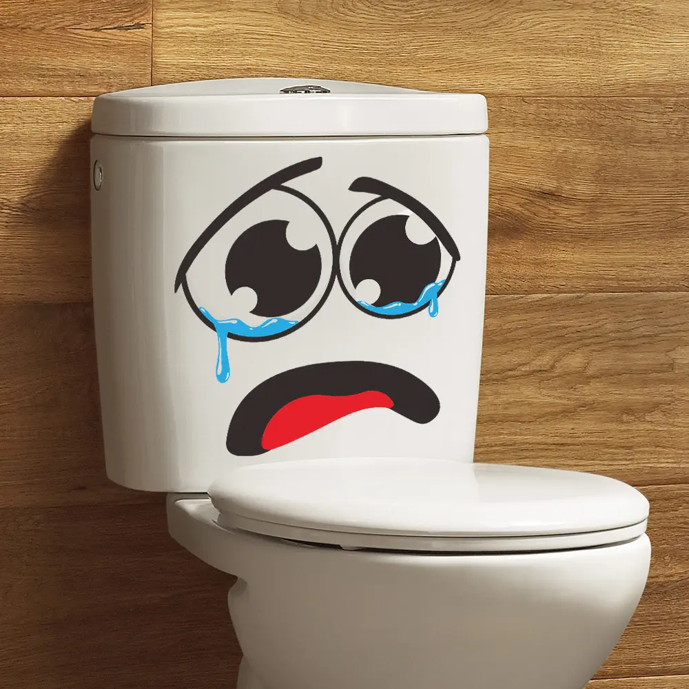 尚易spz-w24032哭泣表情马桶装饰墙贴自粘浴室直采马桶贴纸