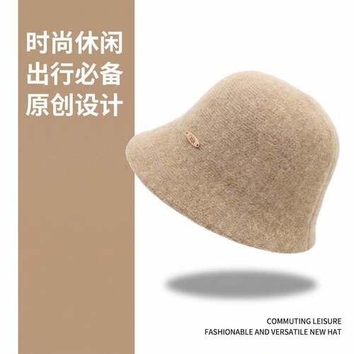 秋冬季新款渔夫帽加厚保暖防风帽子女日系百搭大帽檐显脸小水桶帽