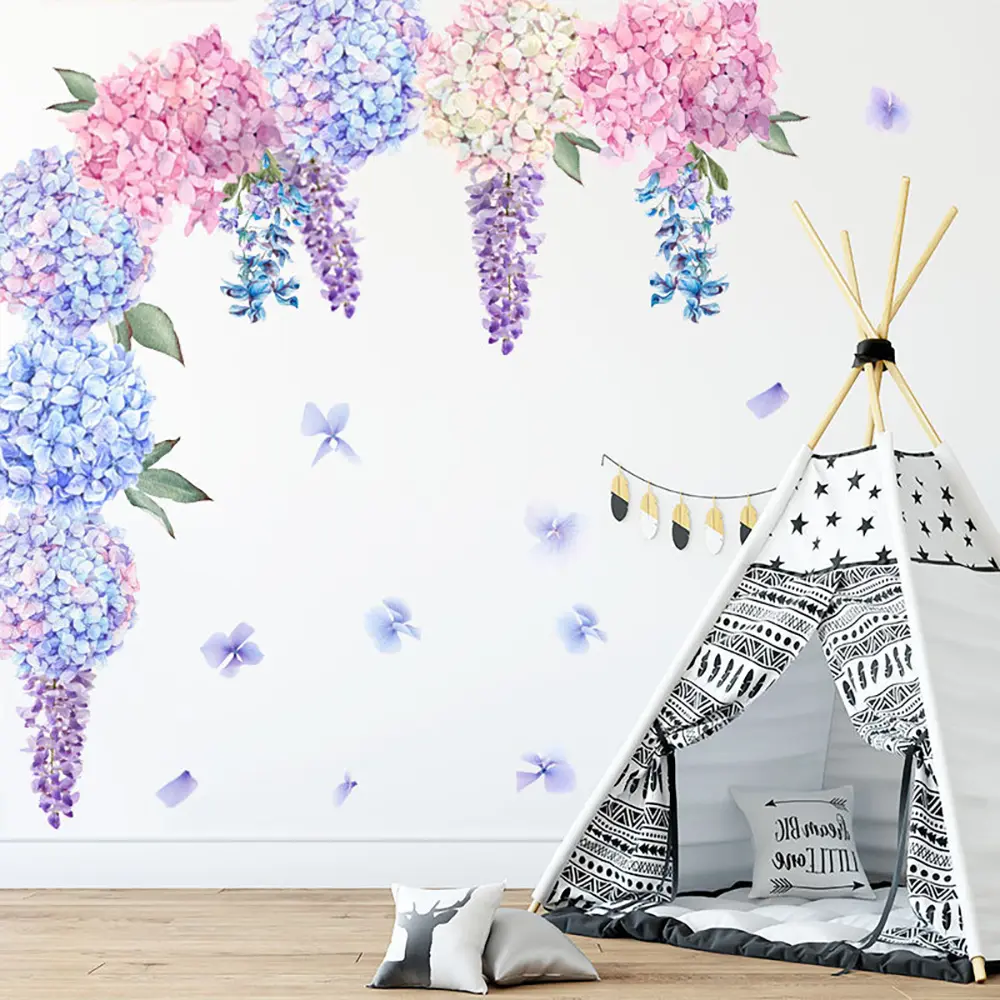 尚易pv自粘可移除墙贴薰衣草装饰卧室贴纸定制