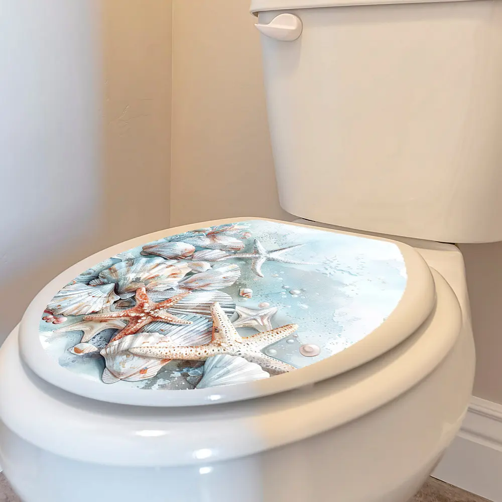 尚易pv自粘可移除马桶贴海星贝壳防水浴室贴纸定制