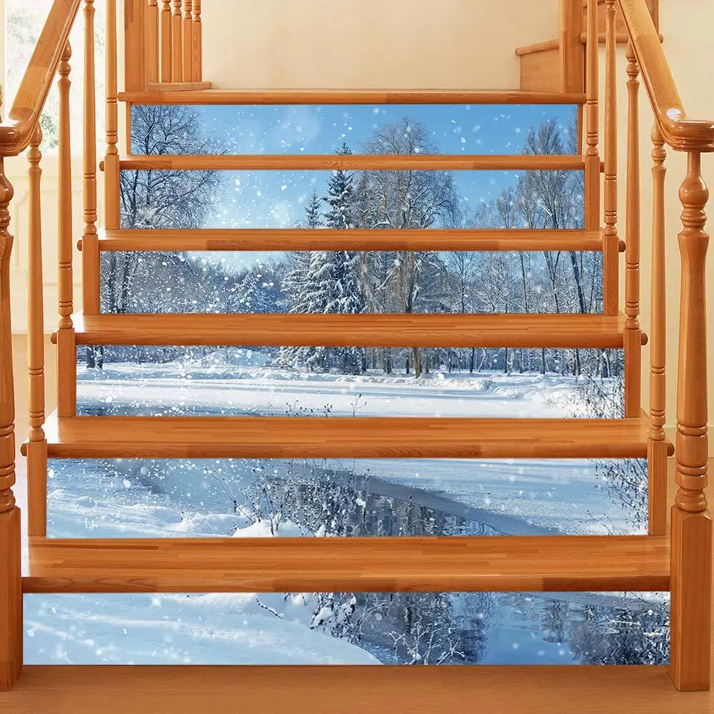 尚易圣诞节新款3d楼梯贴台阶可移除装饰贴纸翻新遮瑕墙贴