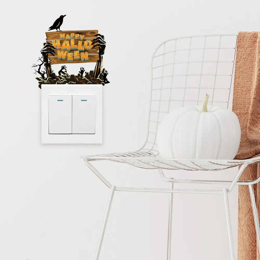尚易spz-kg084万圣节乌鸦坟墓墙贴pv客厅开关装饰开关贴