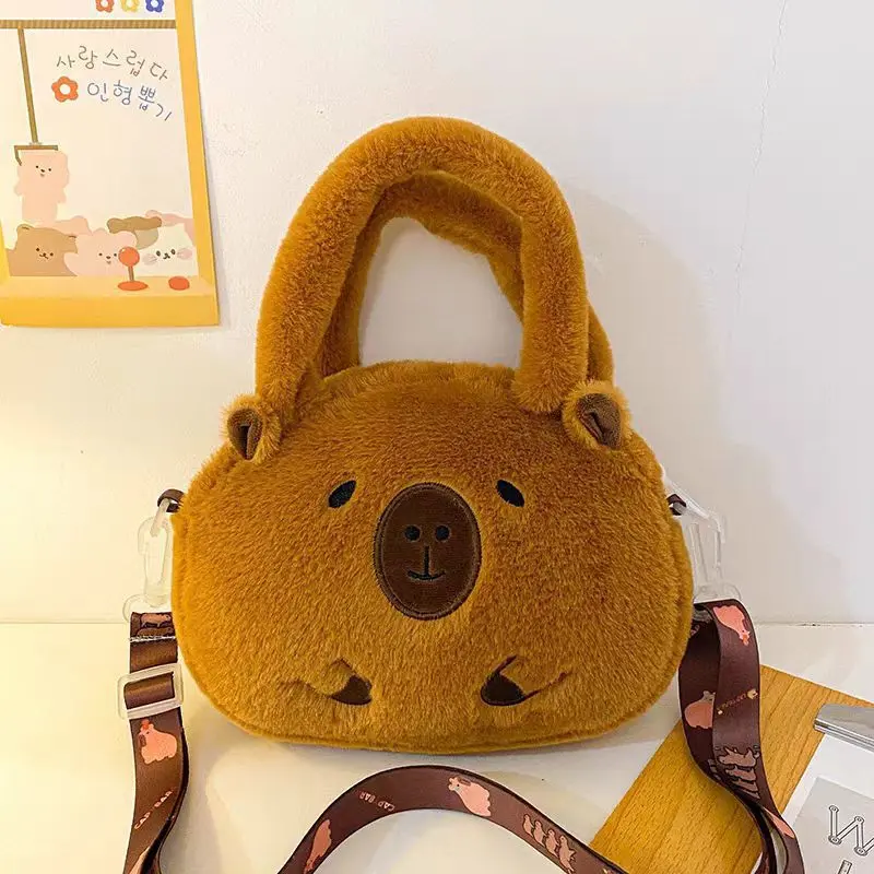 网红卡皮玩偶包新款卡通水豚毛绒小圆包可爱斜挎双肩背包