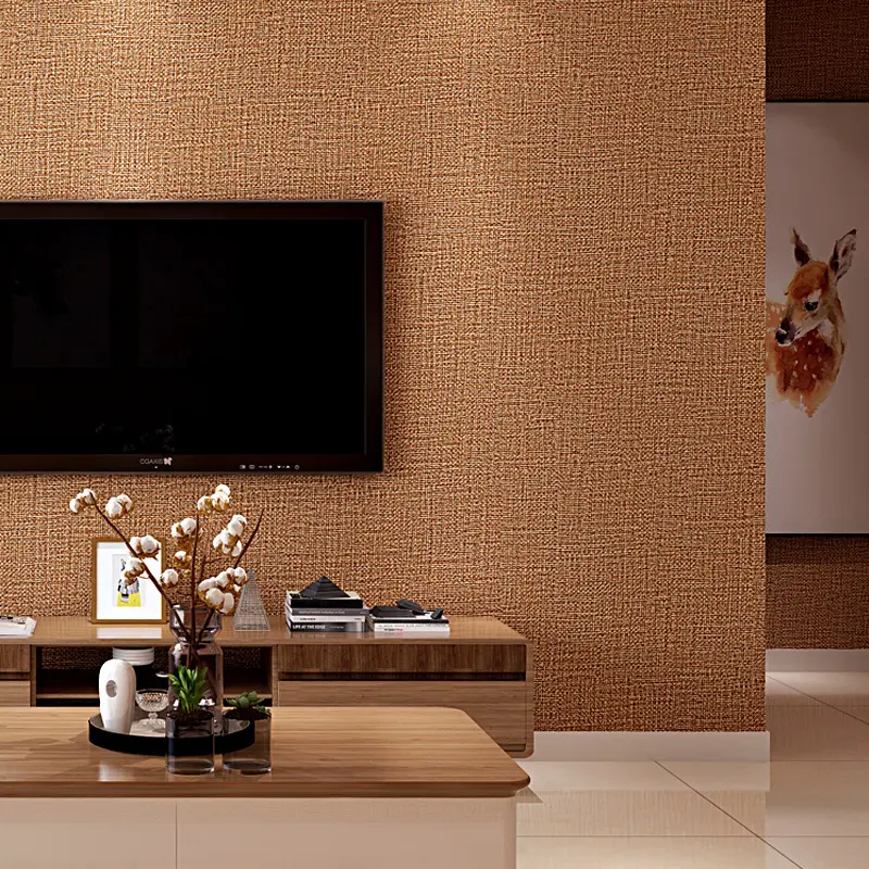 北欧简约素色纯色仿麻布纹pv墙纸客厅卧室酒店宾馆房间壁纸