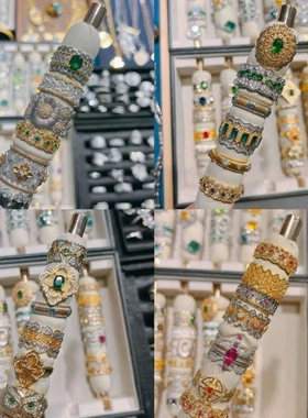 真金电镀锆石几何开口戒指同款食指戒时级感手饰女