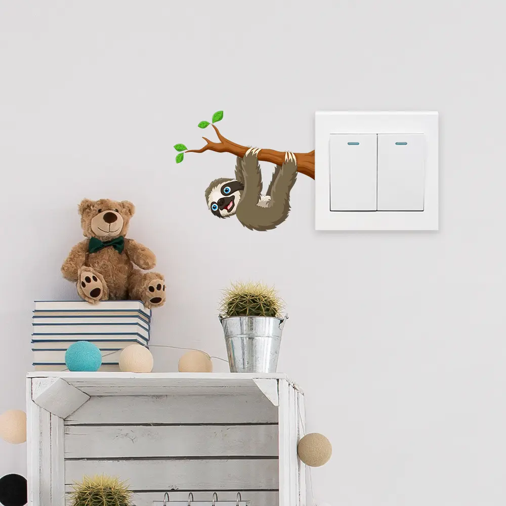 尚易sp-kg046卡通树懒少儿房墙贴纸自粘开关装饰直采开关贴纸