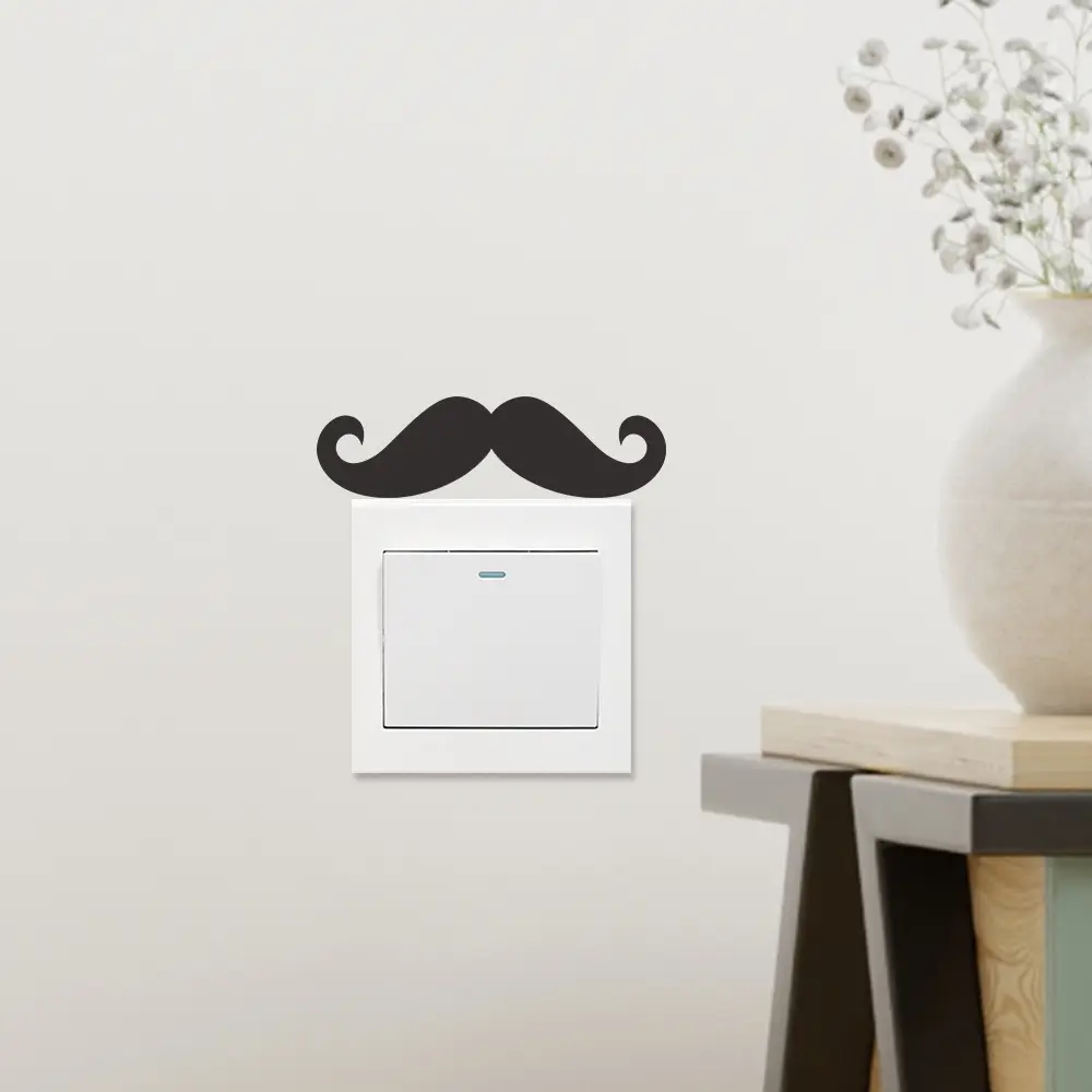 尚易spw-kg097创意胡须墙贴自粘卧室客厅开关装饰开关贴