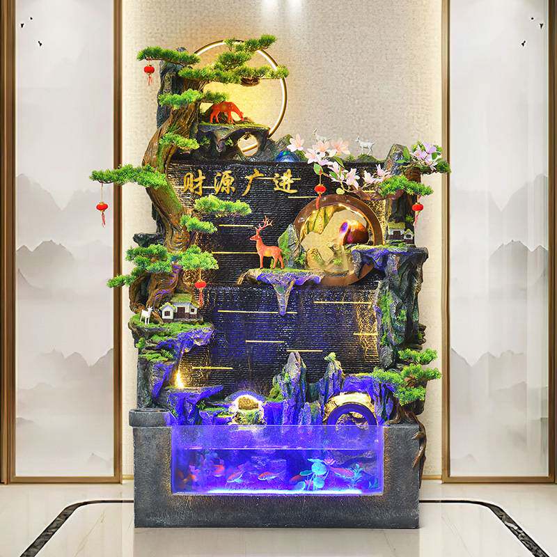 屏风假山流水喷泉摆件客厅鱼缸循环风水轮造景办公室生财水景装饰