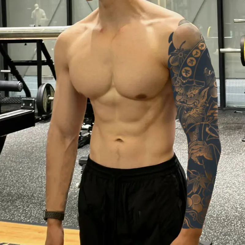 满臂黑使范赦全臂草本果汁纹身贴花臂防水霸气男持久高级感仿真