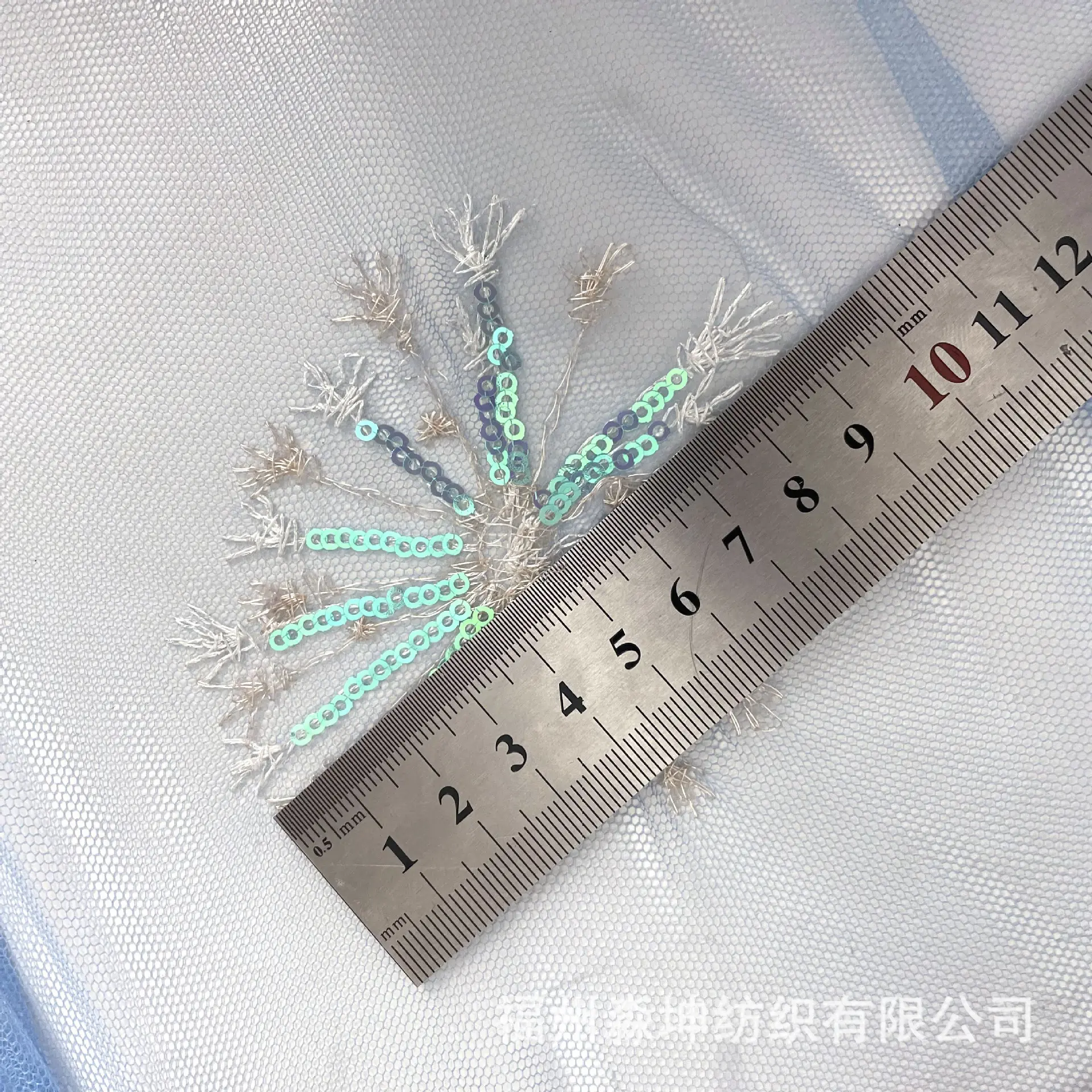 蒲公英亮片绣花网纱田园花边雪花服装裙子手工立体刺绣面料