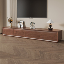 中古风实木茶几电视柜组合简约现代极简落地北欧斗柜胡桃木色茶桌