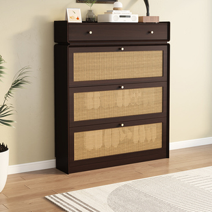 实木鞋柜家用门口入户玄关柜一体靠墙2026新款超薄翻斗式储物柜