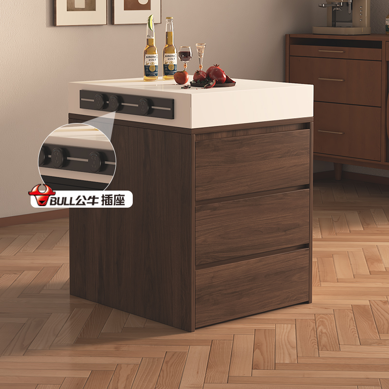 岩板餐桌中古风岛台餐桌一体