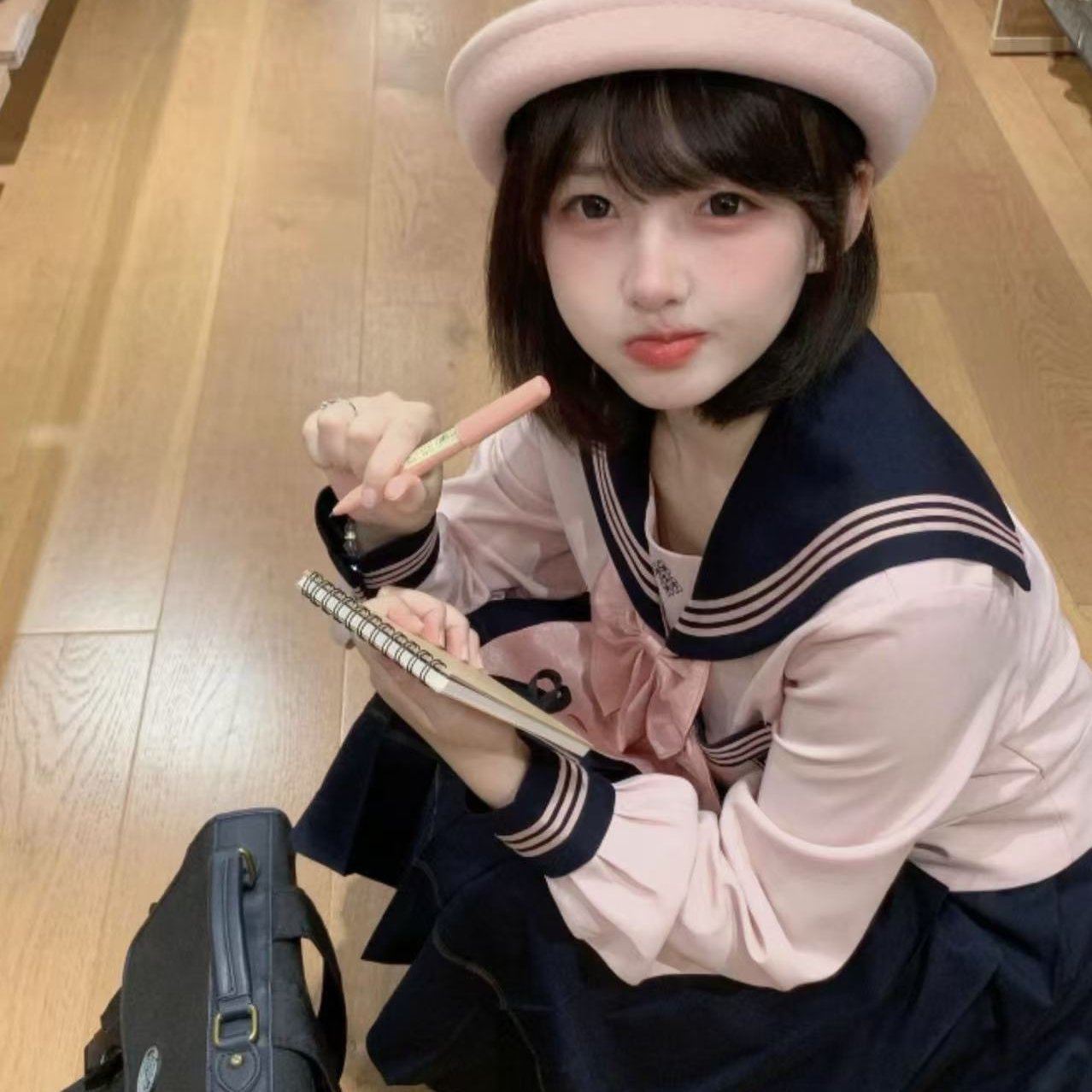 现货 抚蝶女子秋季水手jk制服套装女套装高腰显瘦学生纯色