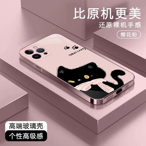 适用苹果17Promax手机壳iPhone17pro可爱黑猫炸毛16plus新款15高级14全包13创意12简约11保护套高级感网红pm