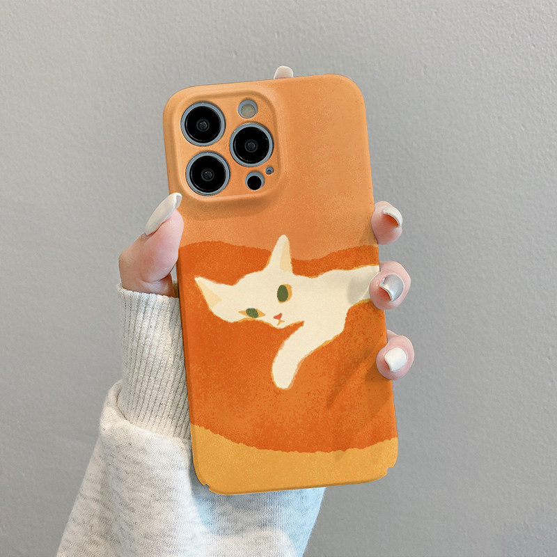 橙色系懒猫适用苹果17手机壳独特iPhone17promax新款16菲林15全包14超火13高级感12小众11软硅胶plus超好看pm
