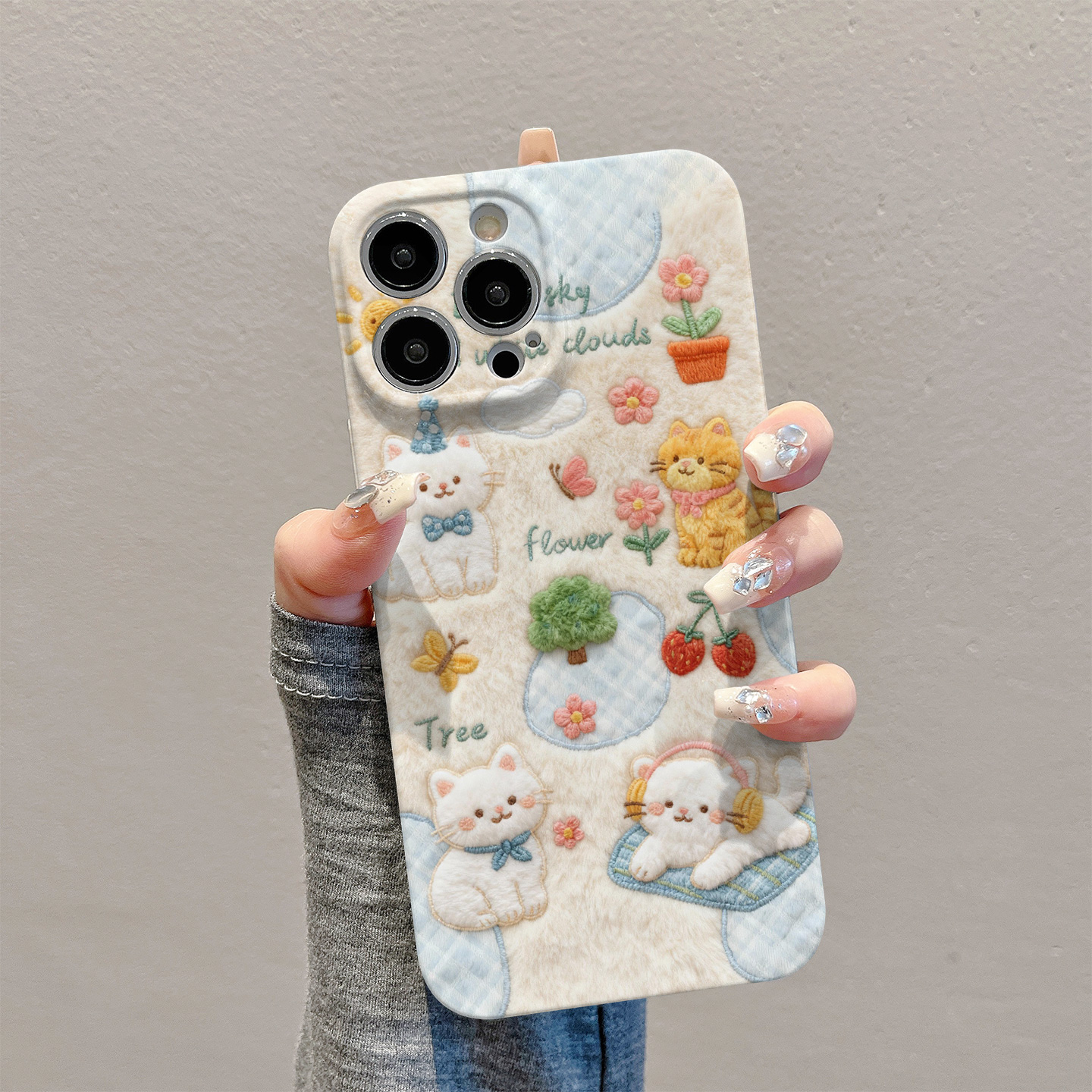 格子花朵猫咪适用苹果17手机壳iPhone17Promax菲林16可爱15新款14潮13女12全包plus高级感pm小众防摔17pro男