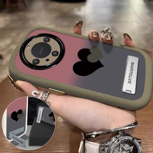 新款 适用华为mate70pro手机壳m60渐变爱心彩绘pura70pro 女50简约40软壳防摔p70ultra支架保护套 进口硅胶