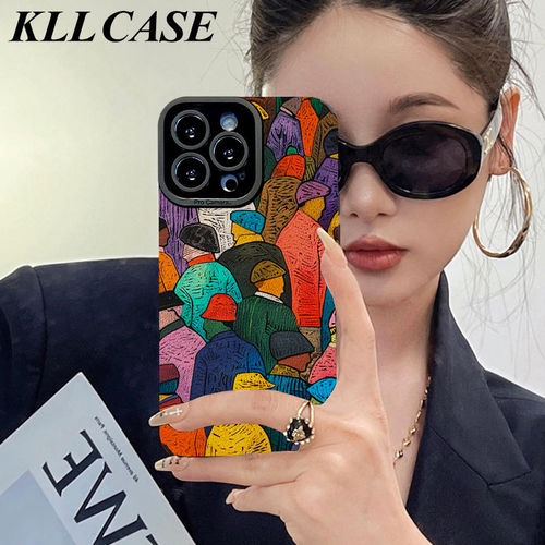 油画彩色人物适用苹果17promax手机壳iPhoneAir新款16e新款15pro高级感14plus女款13硅胶全包防摔12小羊皮11