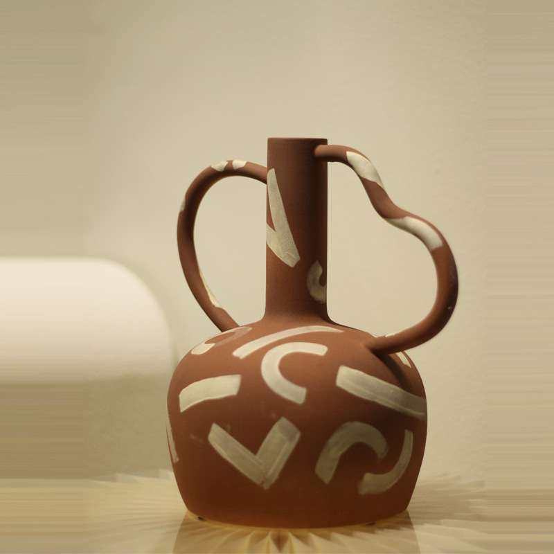 北欧现代双耳陶瓷花瓶设计师款出口样板间软装花器客厅装饰品摆件,包装,电子元器件包装,淘宝优惠券,粉丝福利购,淘宝优惠卷