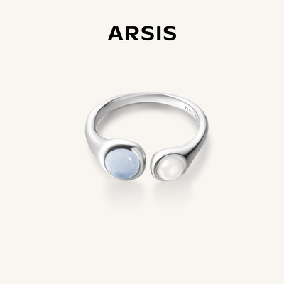 【新款】ARSIS曦海波光月影单层双层戒指法式精致小众开口戒女