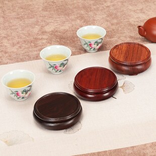 黑檀木圆形花瓶底座实木茶壶香炉古董文玩花盆景奇石摆件底座托盘