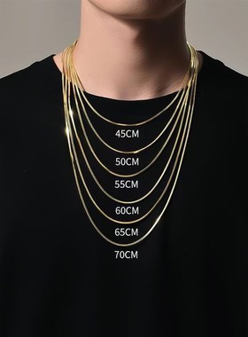 加长款项链女大号大尺码女装饰品休闲冷淡蛇骨刀片链钛钢不掉色胖