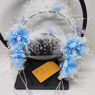 七仙女头饰发冠饰品改良款手工仙女古装蝴蝶花朵发饰发箍