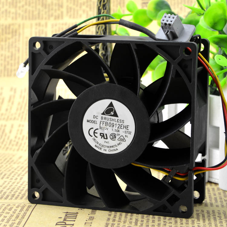 原装 台达 9038 FFB0912EHE DC 12V 1.5A 加压型 双滚珠 风扇