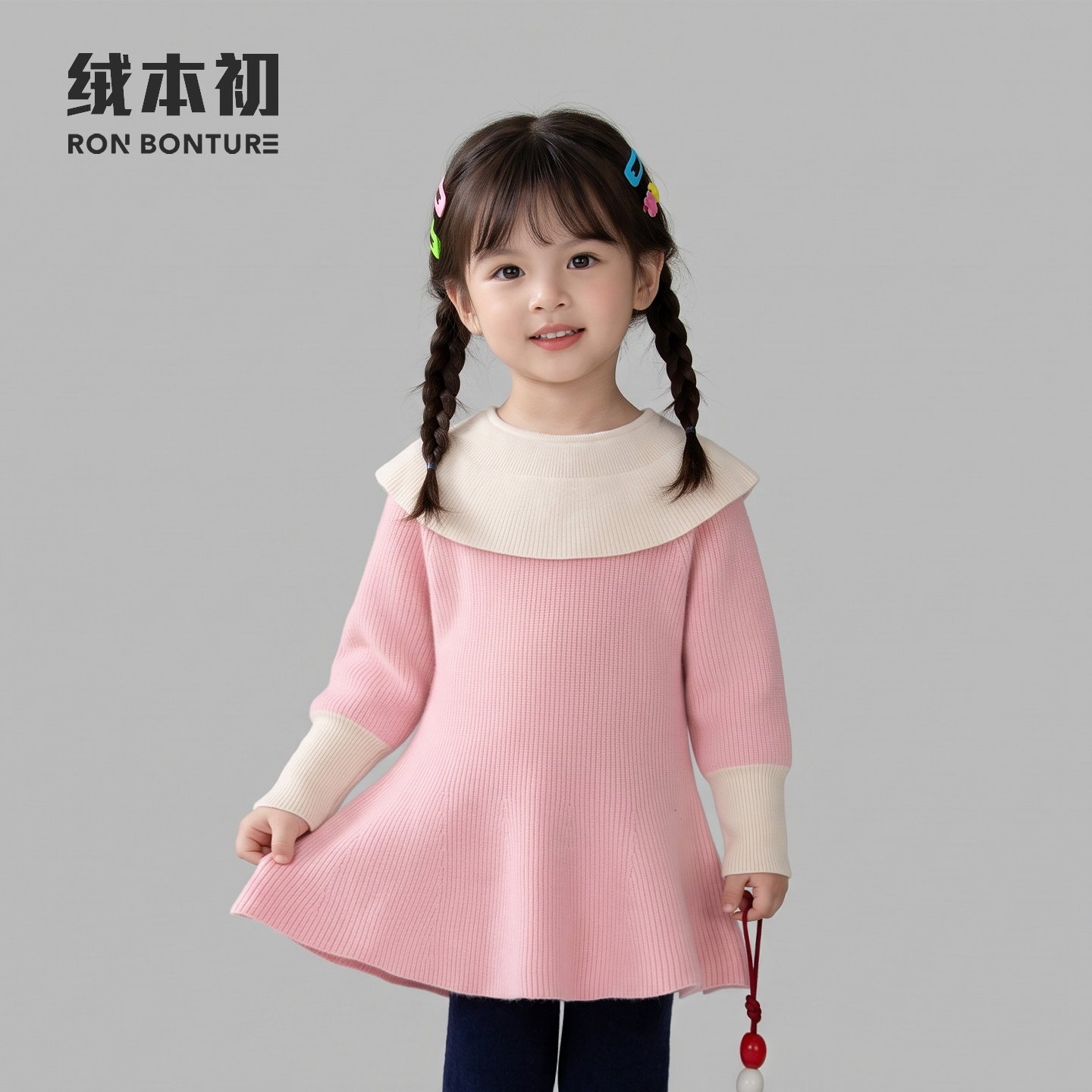 秋冬新款女孩裙子100山羊绒A字裙