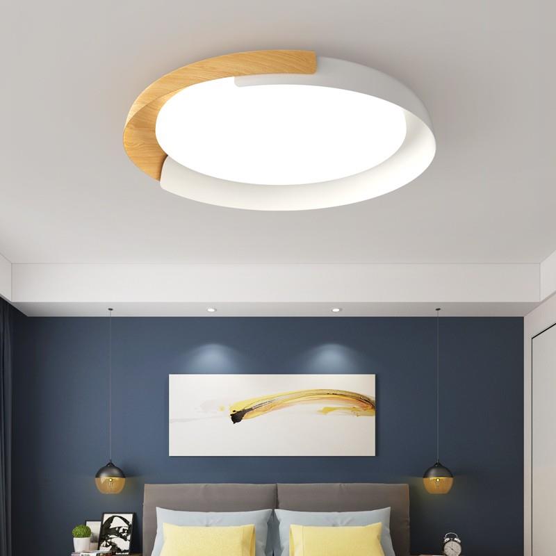 北欧卧室灯led吸顶灯现代简约极简侘寂风主卧房间书房圆形灯