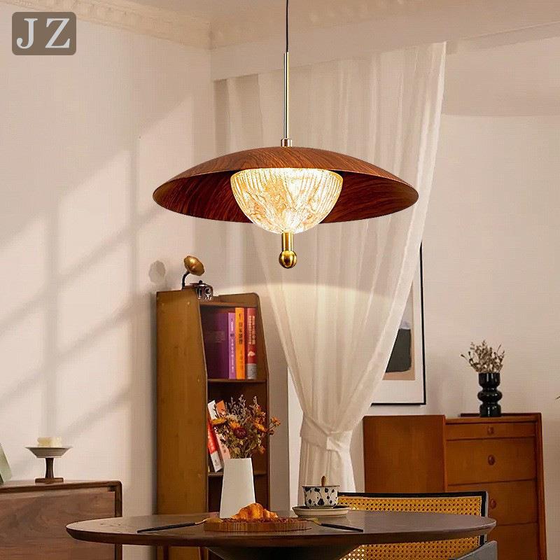 中古风餐厅吊灯胡桃木色复古创意星河餐桌吧台灯饭厅升降款吊线灯