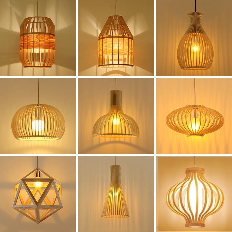 日式实木吊灯榻榻米灯具创意个性餐厅走廊玄关灯北欧木艺单头吊灯