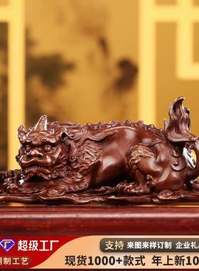 铜欣祥 紫铜谛听摆件 家居办公室桌面小把件