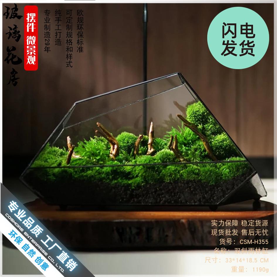 雨林缸苔藓微景观几何玻璃器皿罩盒子家居摆件微缩森林造景花盆器