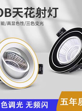 cob射灯led家用深防眩光客厅吊顶洗墙孔灯嵌入式筒灯无主灯天花灯