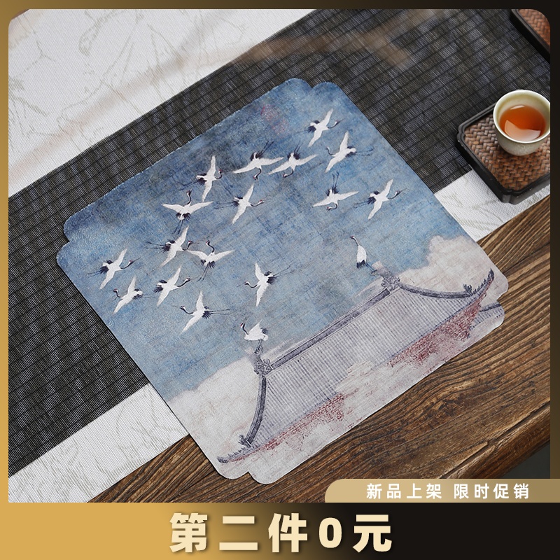 麂皮绒中式茶巾茶布吸水养壶巾功夫茶具配件茶桌毛巾抹布印花洁方