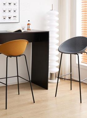 北欧吧椅简现代艺吧台椅轻铁奢家用塑约料酒吧休闲店铺高89925脚