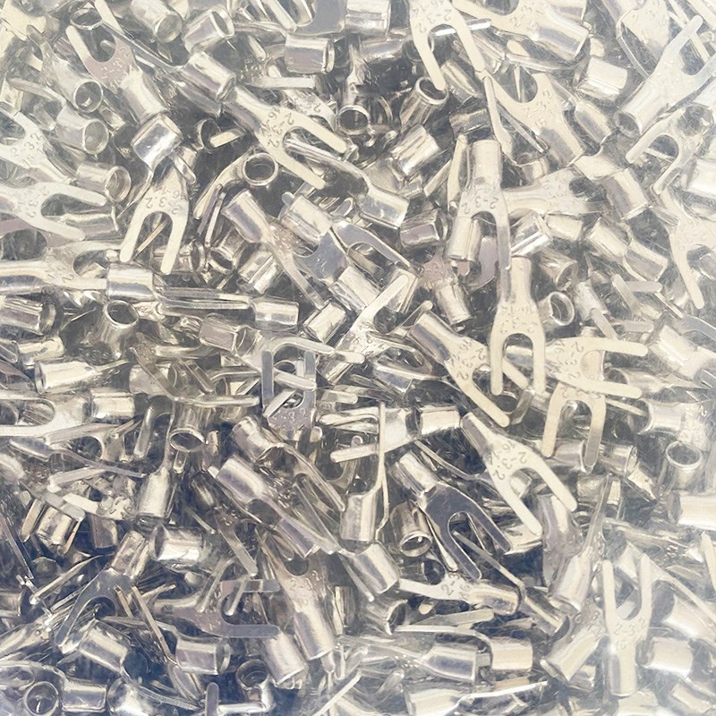 100只SNB2-3.2冷压叉形Y型U型裸端头紫铜焊口接线端子2-3