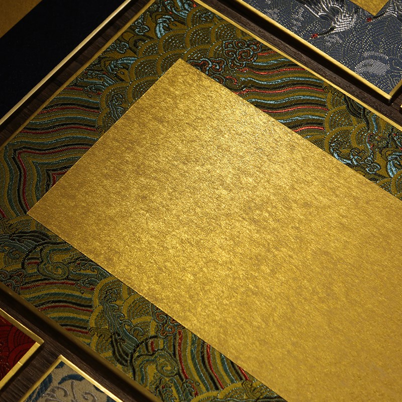 仿宋锦金潜硬卡金潜卡纸免裱书法国画卡纸金边硬卡伴手礼镜框画框