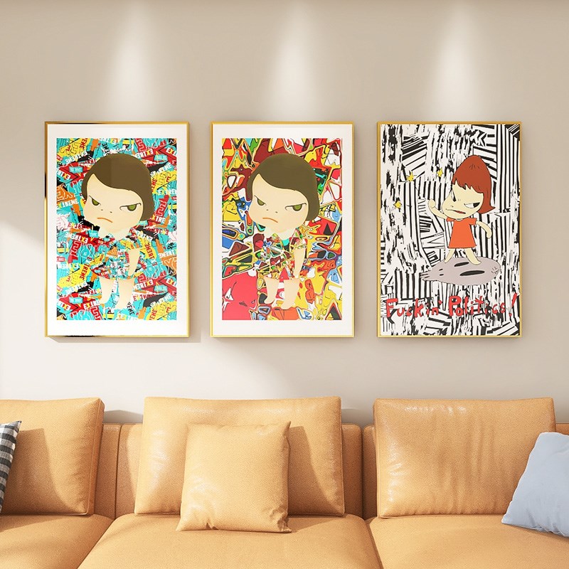 奈良美智装饰画女孩房间卧室造梦大头娃娃卡通壁画儿童房日式挂画图片