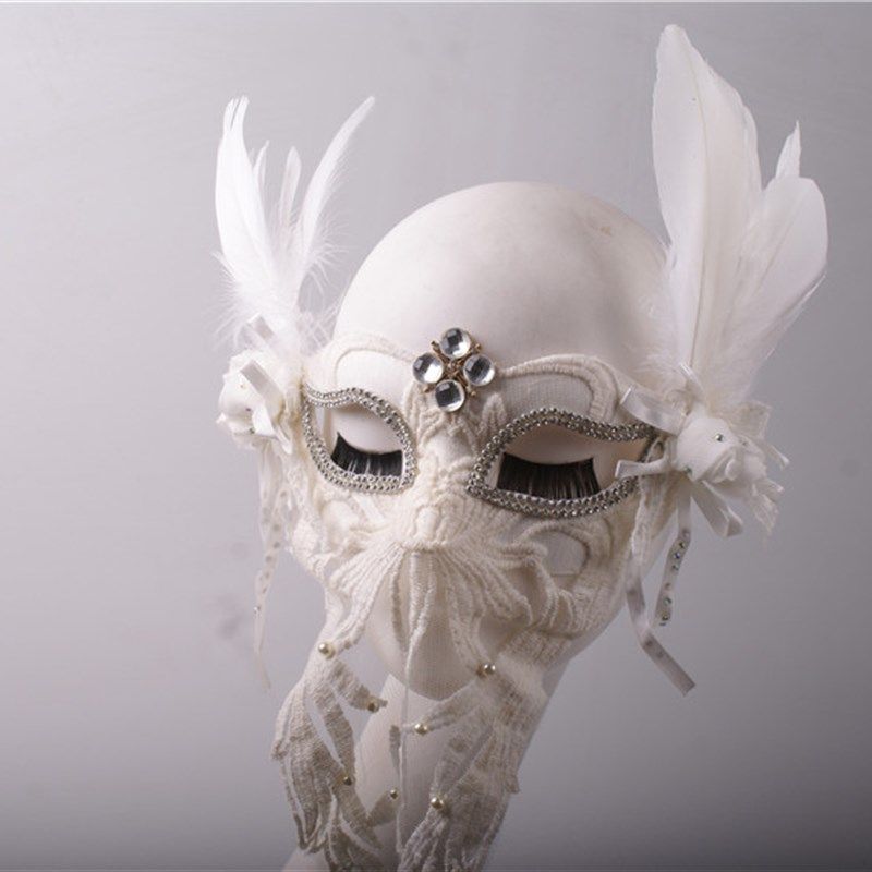 白色羽毛全脸蒙面歌王面具蒙面唱将万圣节舞台美女王假面成人,模玩/动漫/周边/娃圈三坑/桌游,面具/头套,淘宝优惠券,粉丝福利购,淘宝优惠卷