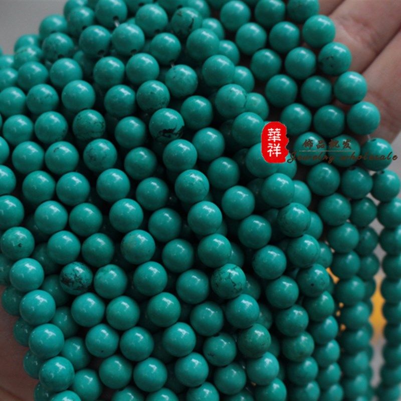 绿松石散珠 4-12mm天然蓝绿松石圆珠子 diy手工串珠饰品配件材料