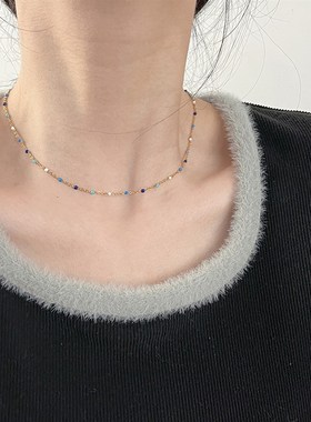 十里间【蓝蓝基础链】甜美小清新简约串珠项链百搭少女锁骨链